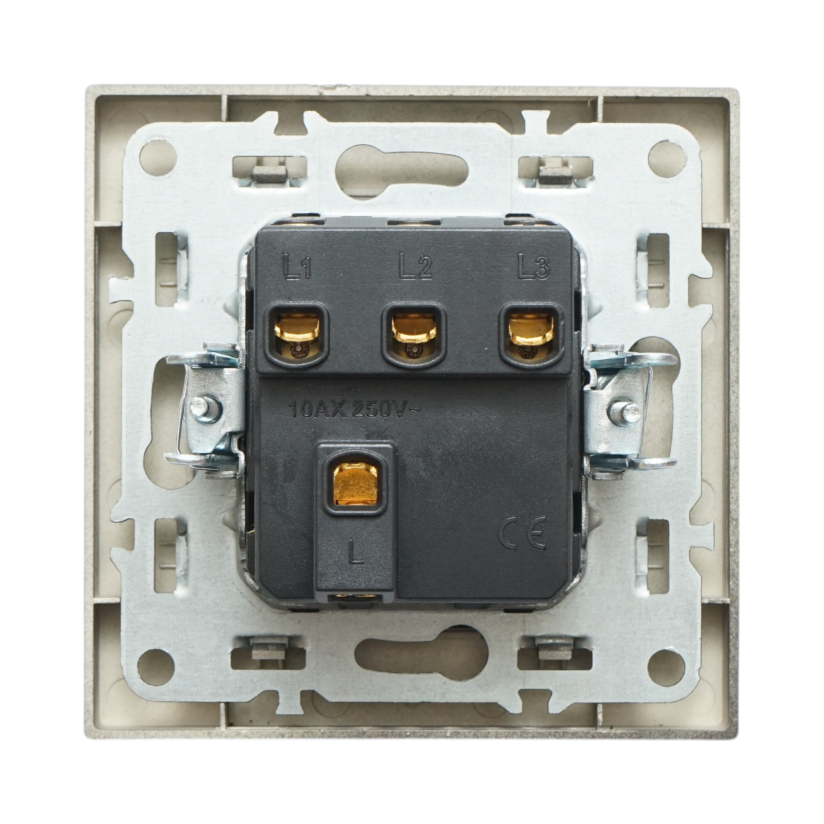 Intrerupator triplu negru incastrat 220V, 10AX, ABS 80x80mm - imagine 4