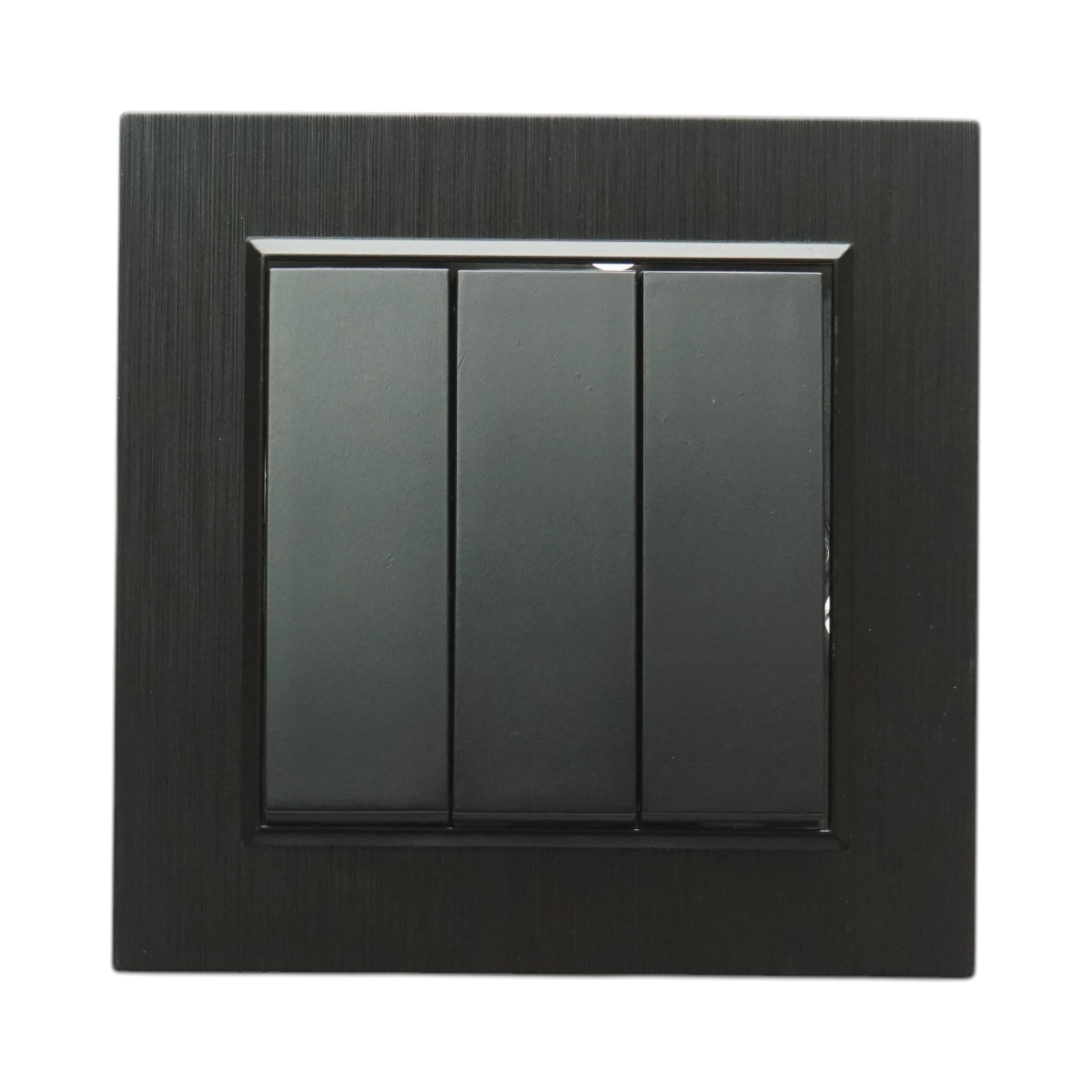 Intrerupator triplu negru incastrat 220V, 10AX, ABS 80x80mm - imagine 2