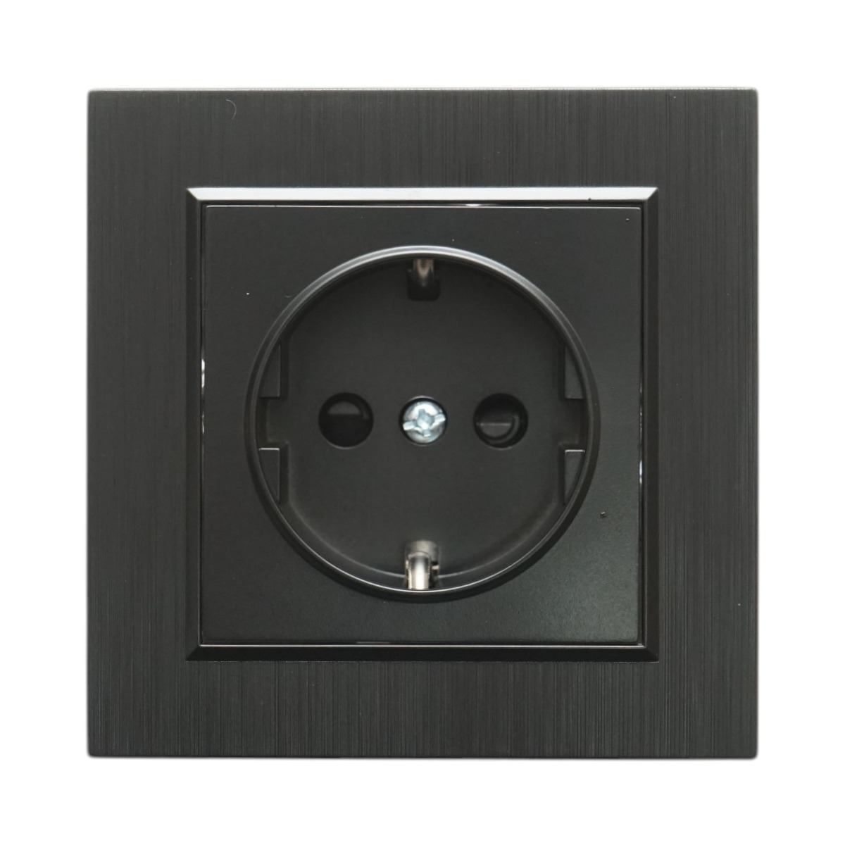 Priza schuko neagra incastrata 220V, 16A, ABS 80x80mm - imagine 2