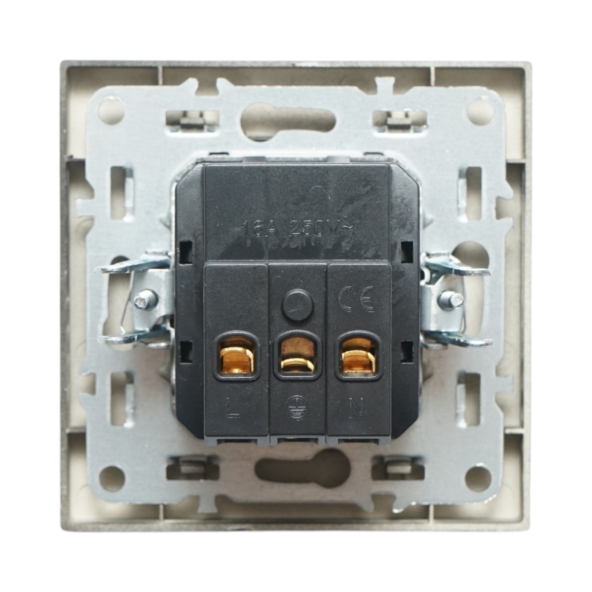 Priza schuko neagra incastrata 220V, 16A, ABS 80x80mm - imagine 3