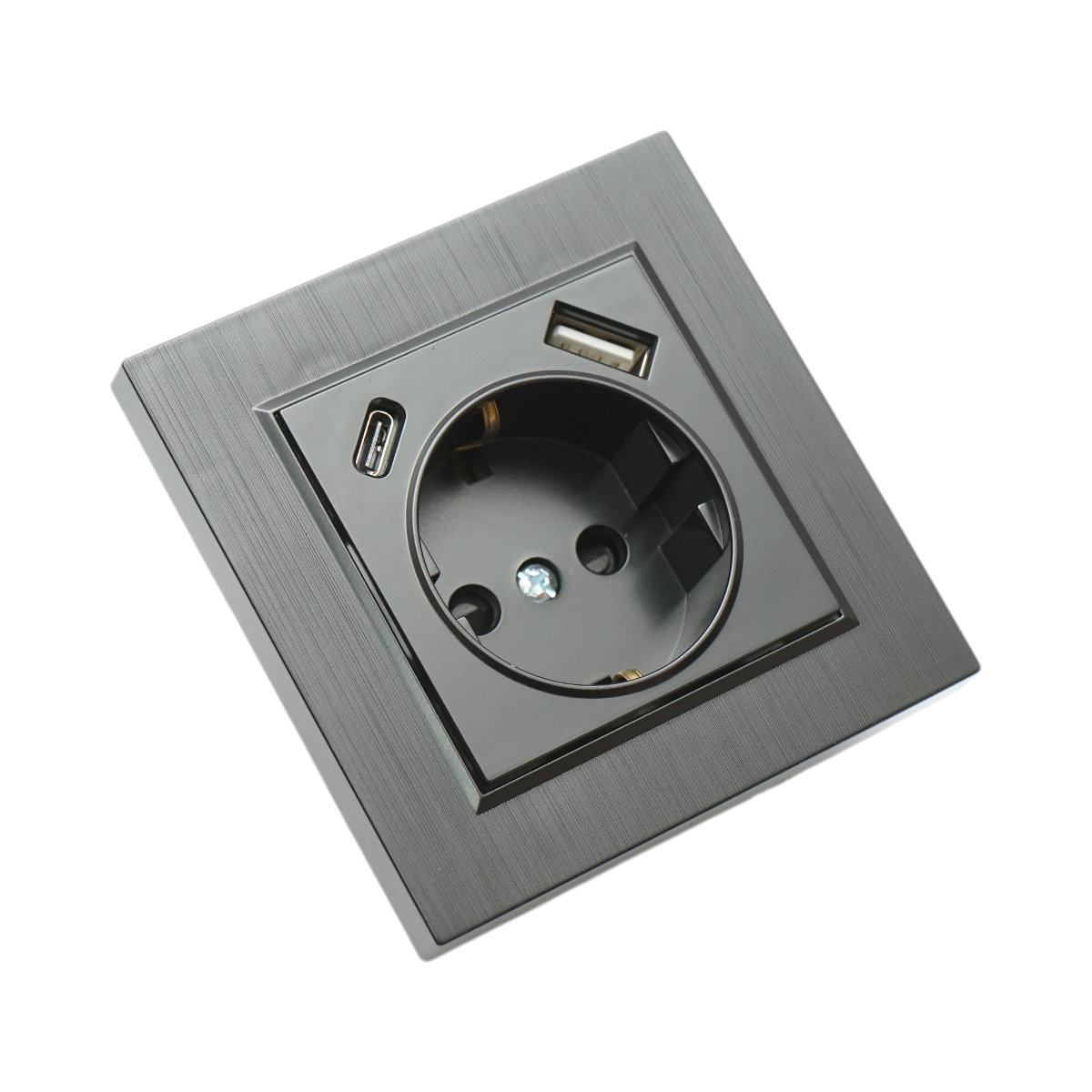 Priza schuko neagra incastrata 220V, 16A, 2xUSB A+C 5V 2.1A, ABS 80x80mm - imagine 4