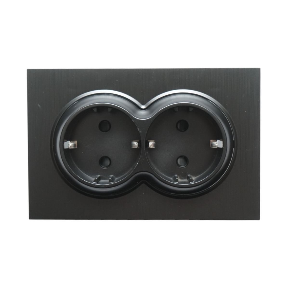 Priza schuko dubla neagra incastrata 220V, 16A, ABS 83x150mm - imagine 2