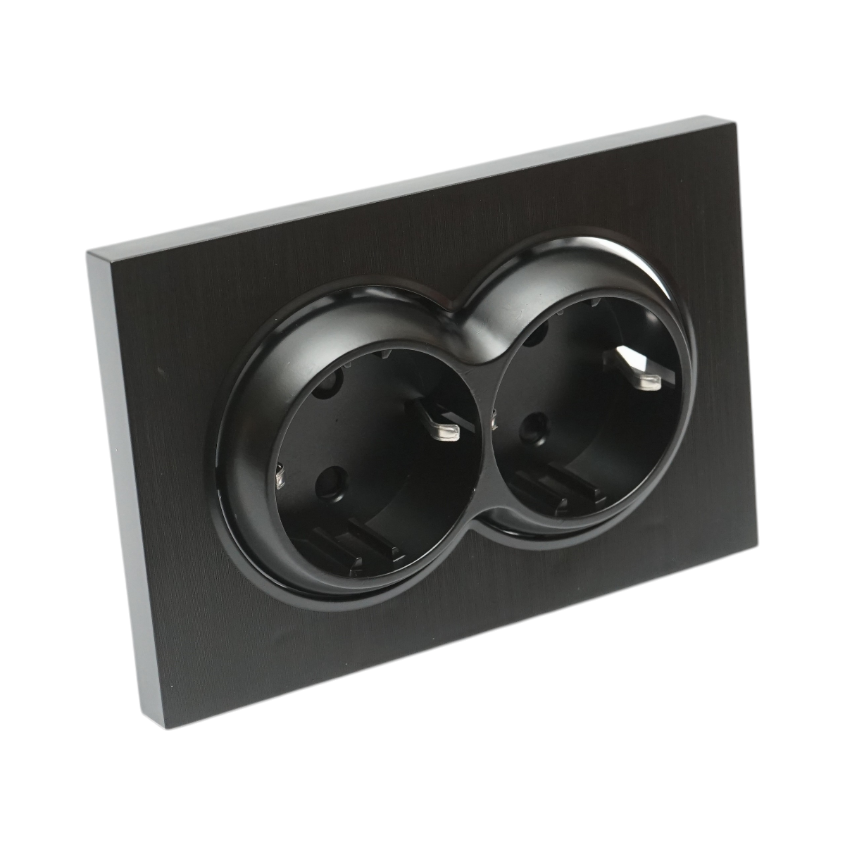 Priza schuko dubla neagra incastrata 220V, 16A, ABS 83x150mm - imagine 4