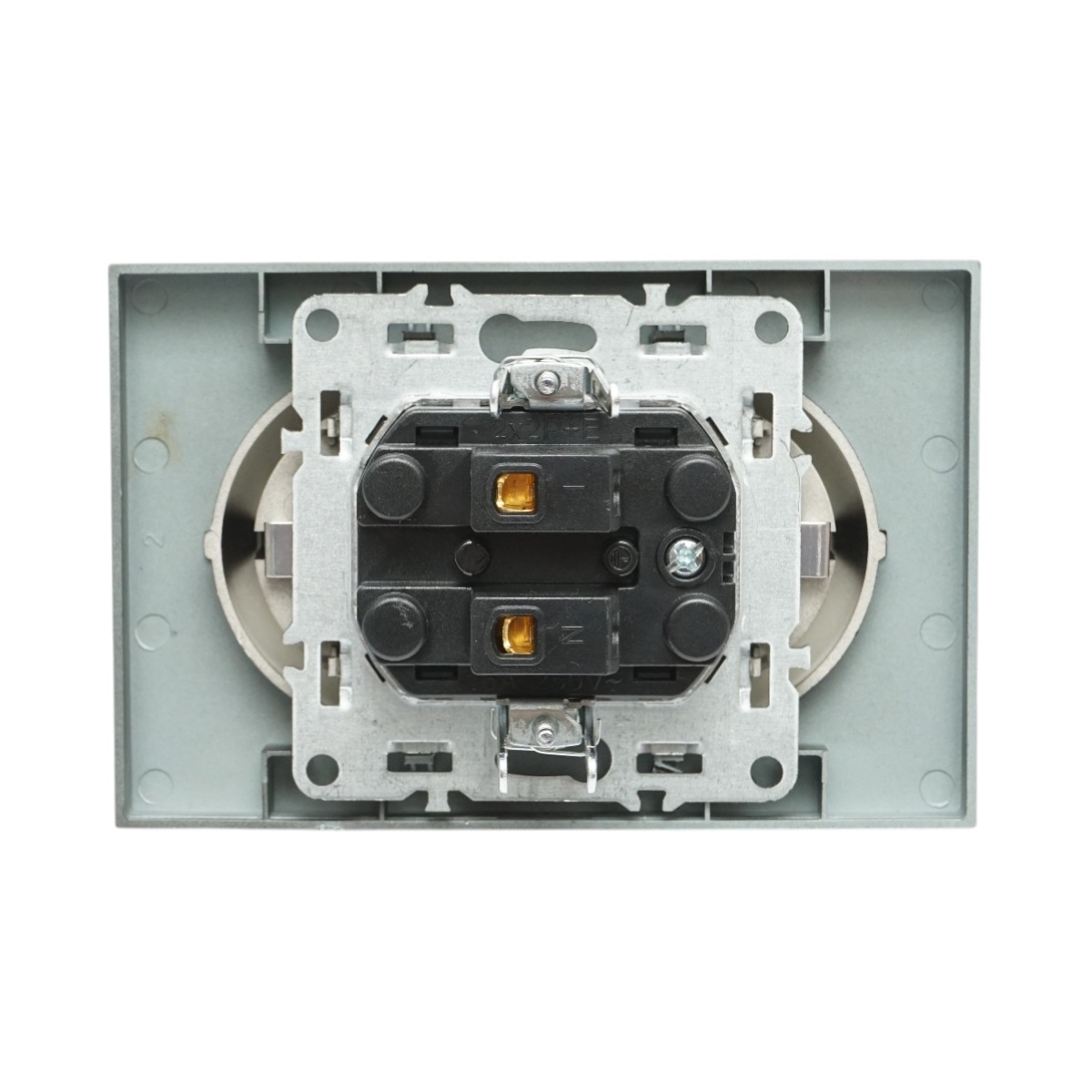 Priza schuko dubla neagra incastrata 220V, 16A, ABS 83x150mm - imagine 3