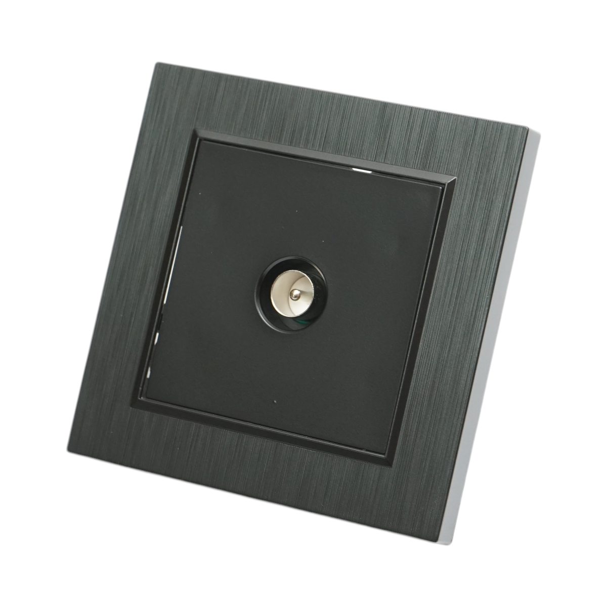 Priza TV de capat neagra incastrata ABS 80x80mm