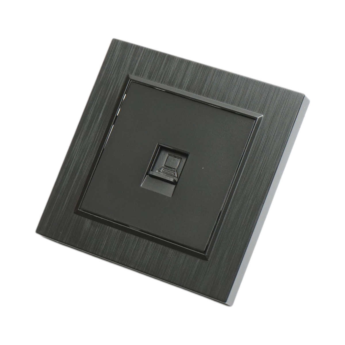 Priza internet RJ45 neagra incastrata ABS 80x80mm