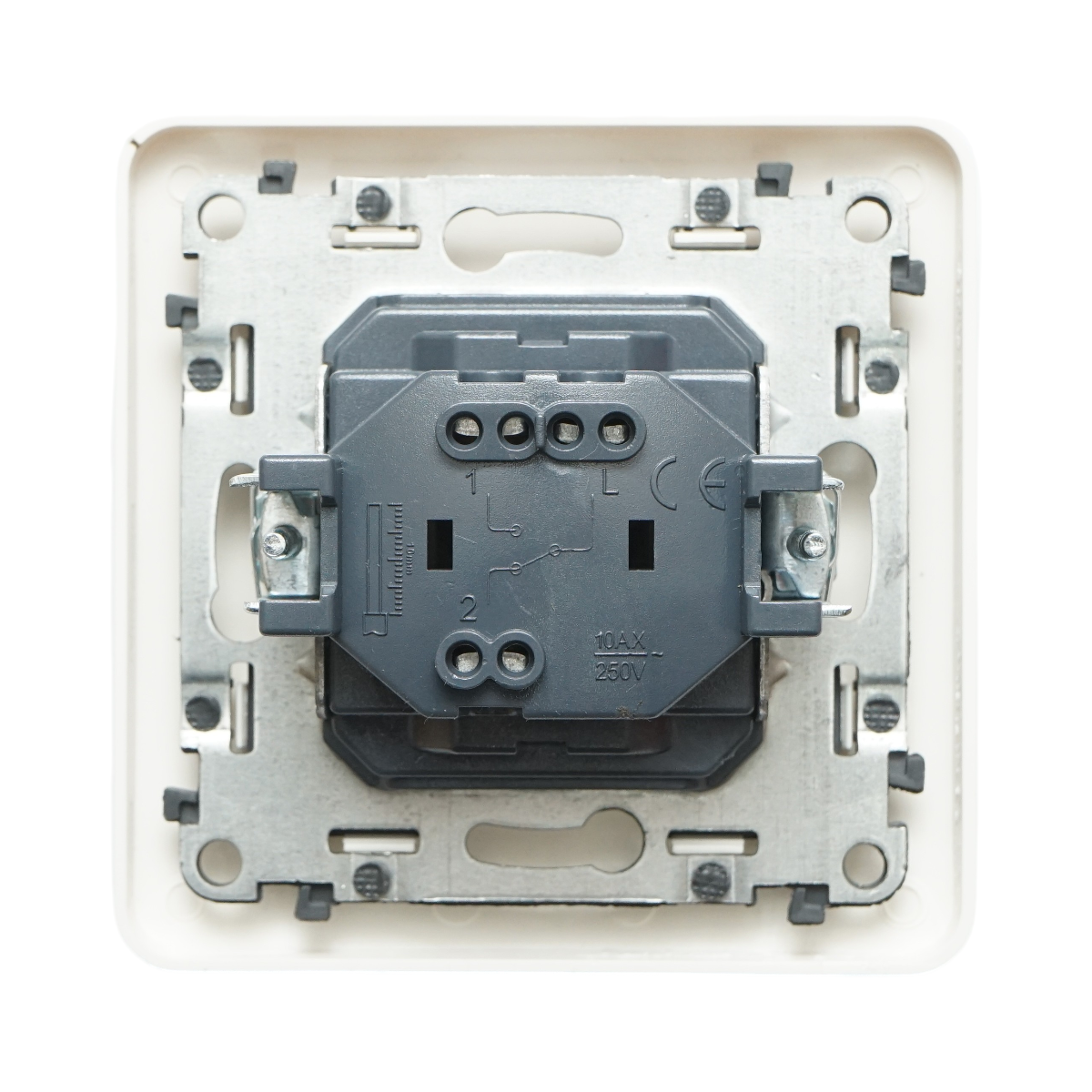 Intrerupator cap scara alb incastrat 220V, 10AX, PC 80x80mm - imagine 3