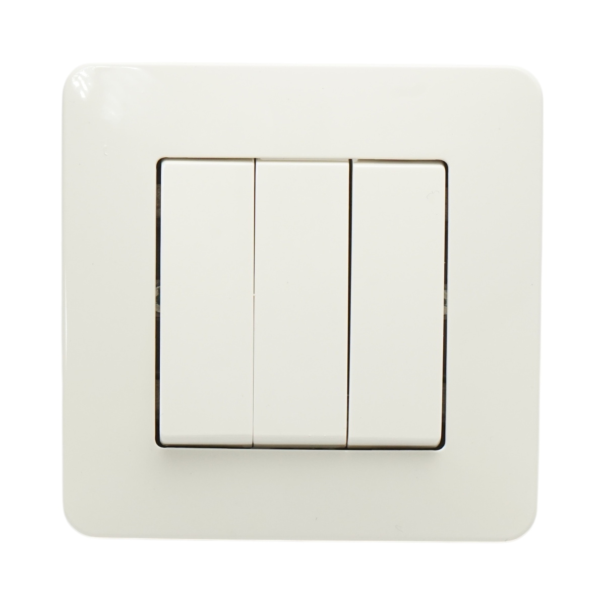Intrerupator triplu alb incastrat 220V, 10AX, PC 80x80mm - imagine 2