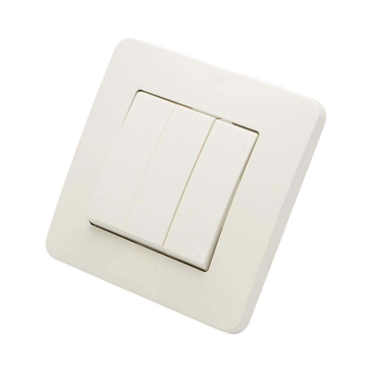 Intrerupator triplu alb incastrat 220V, 10AX, PC 80x80mm