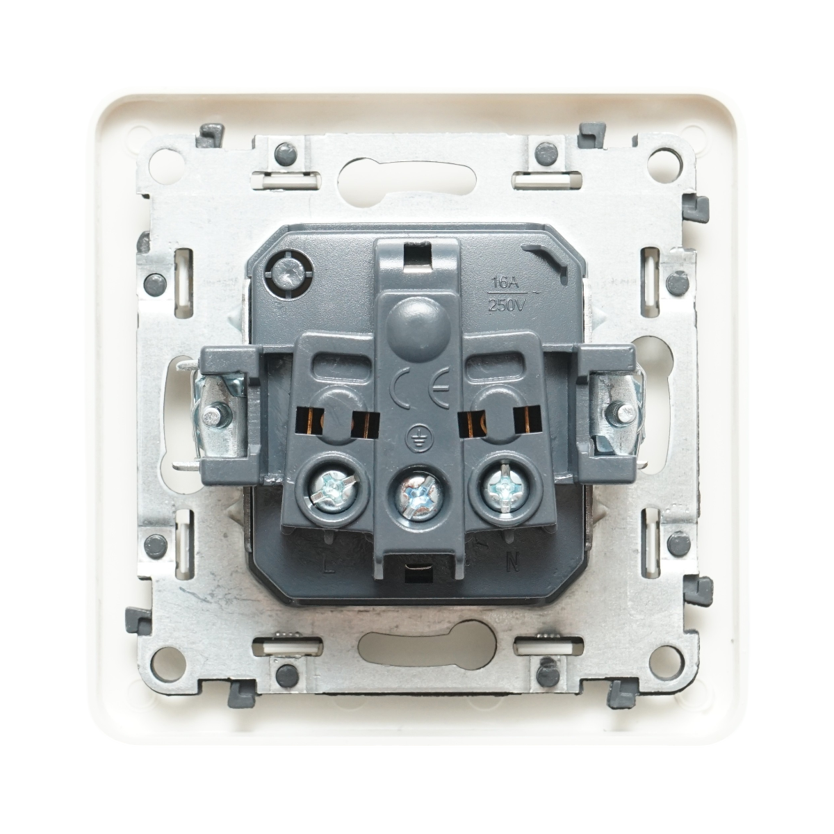 Priza schuko alba incastrata 220V, 16A, PC 80x80mm - imagine 4