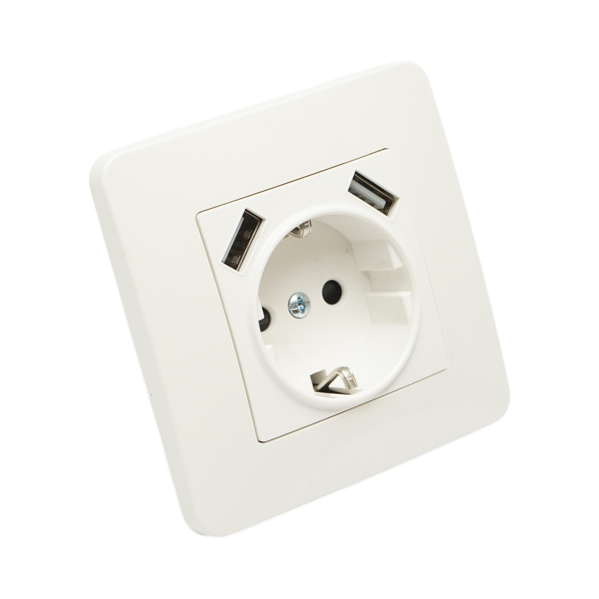 Priza schuko alba incastrata 220V, 16A, 2xUSB 5V 2.1A, PC 80x80mm - imagine 4