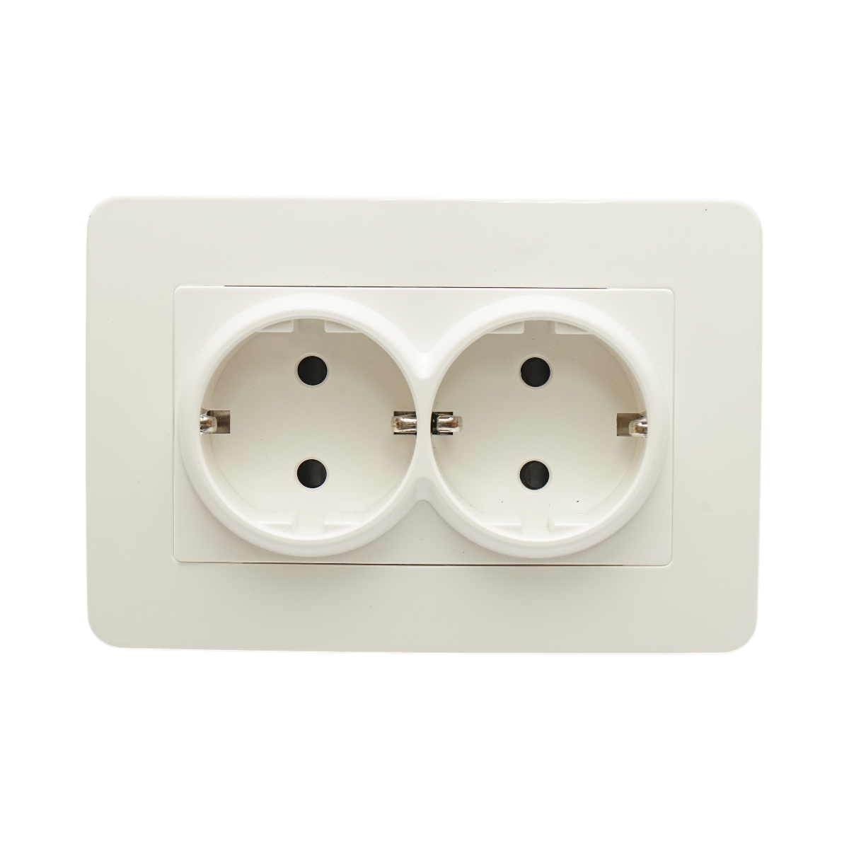 Priza schuko dubla alba incastrata 220V, 16A, PC 83x150mm - imagine 2