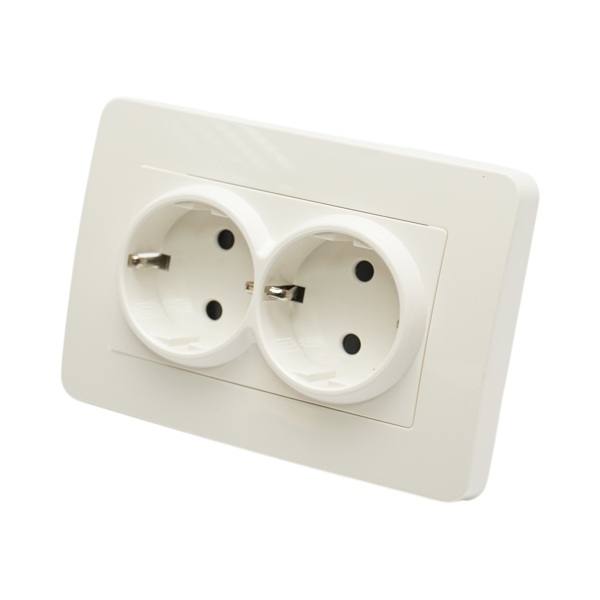 Priza schuko dubla alba incastrata 220V, 16A, PC 83x150mm