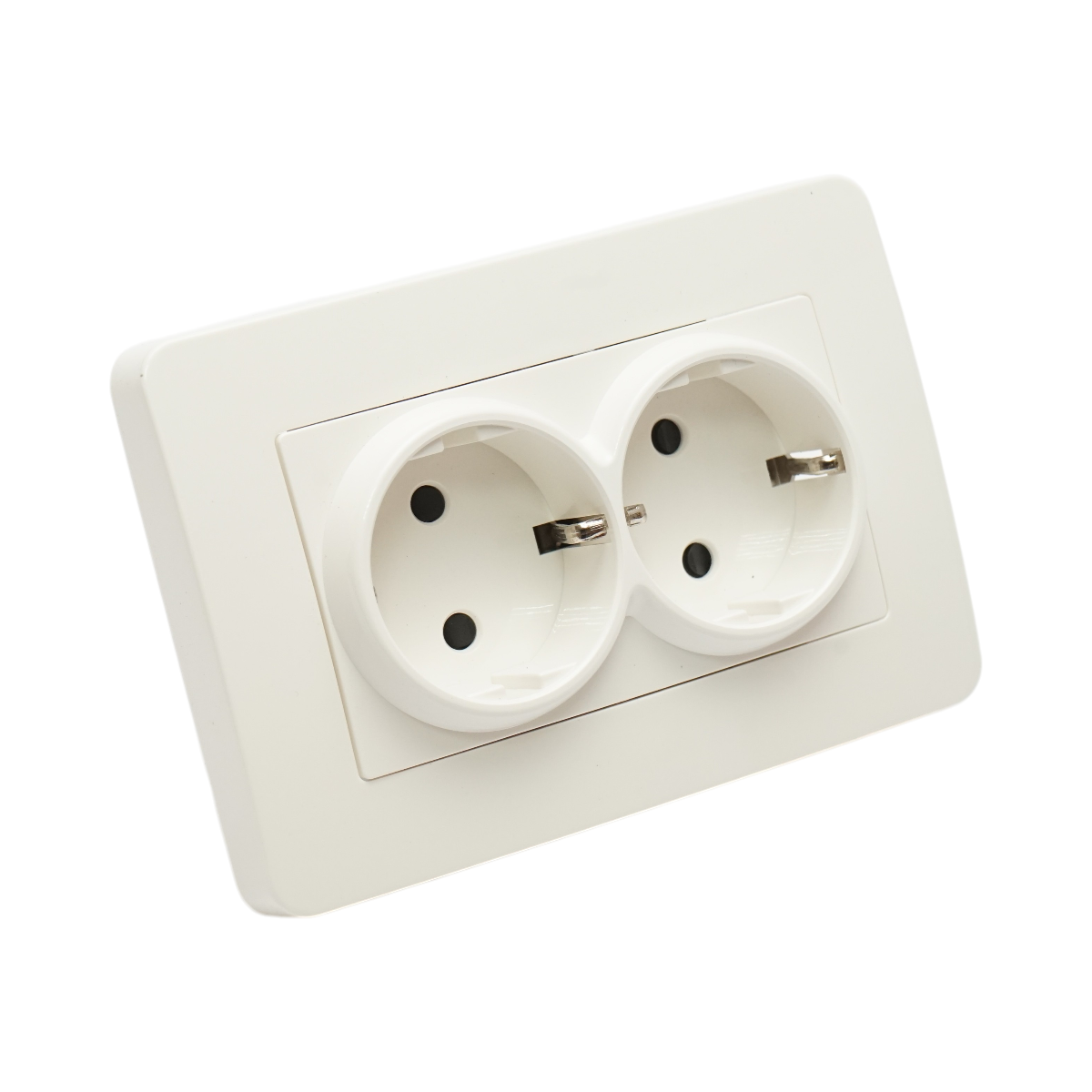 Priza schuko dubla alba incastrata 220V, 16A, PC 83x150mm - imagine 4