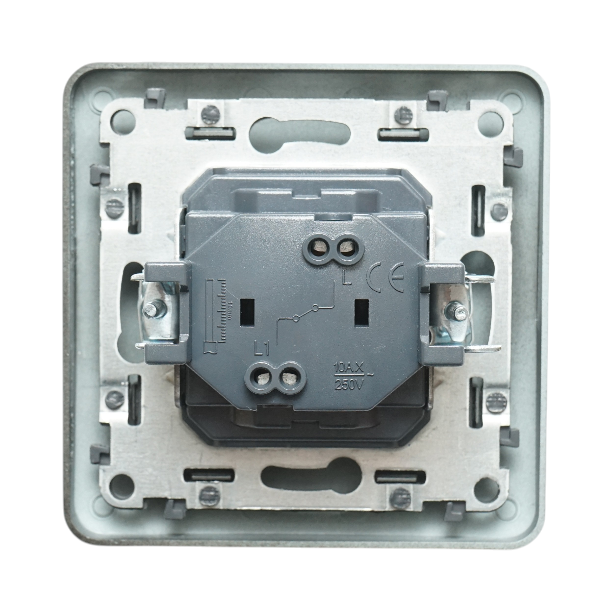 Intrerupator simplu negru incastrat 220V, 10AX, PC 80x80mm - imagine 3