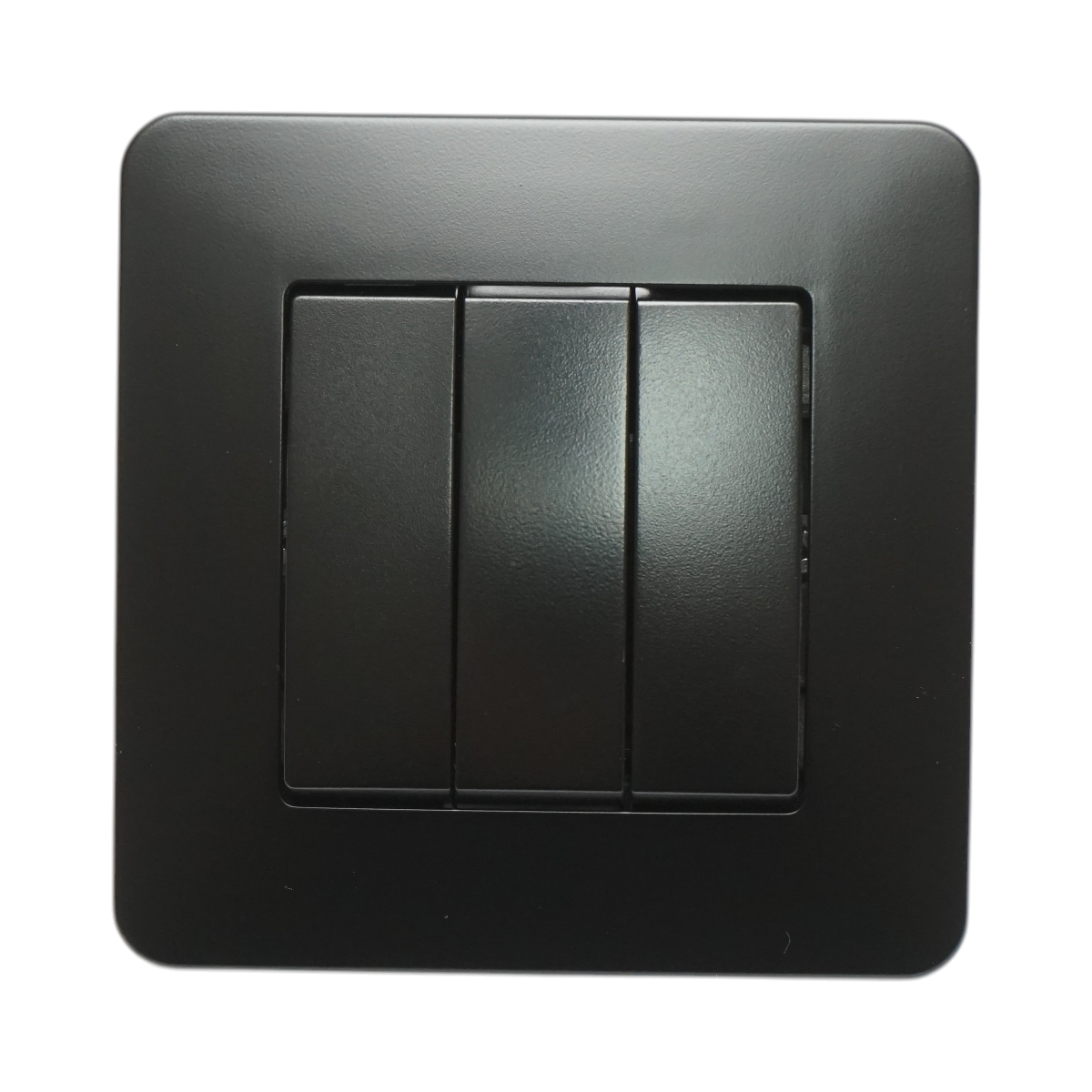 Intrerupator triplu negru incastrat 220V, 10AX, PC 80x80mm - imagine 2