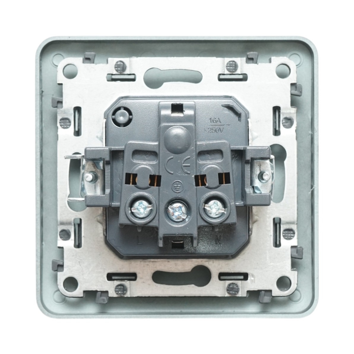 Priza schuko neagra incastrata 220V, 16A, PC 80x80mm - imagine 3