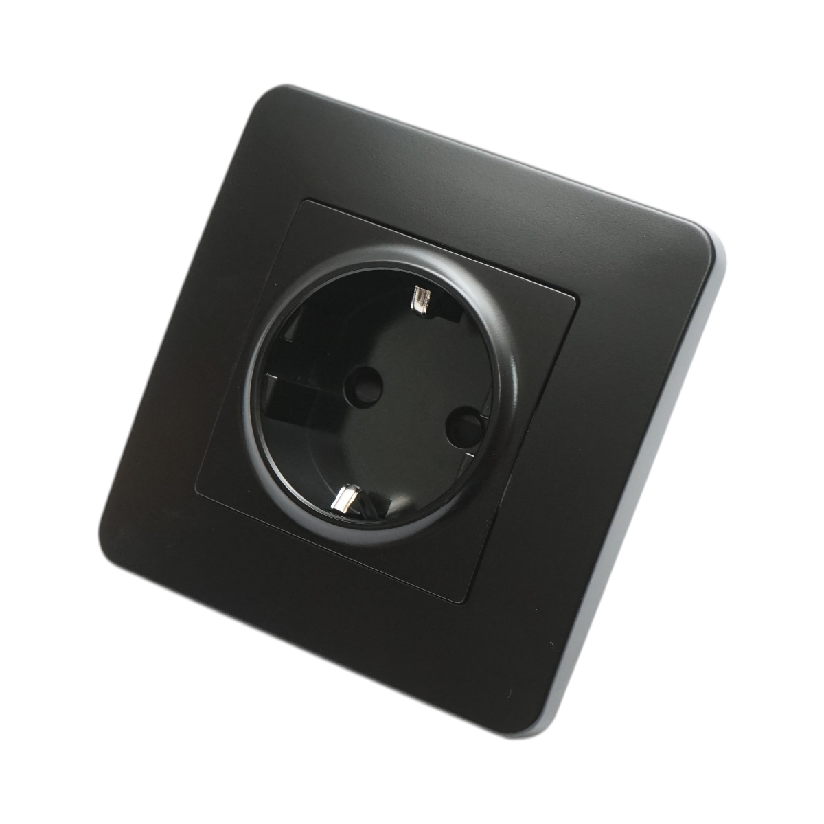 Priza schuko neagra incastrata 220V, 16A, PC 80x80mm