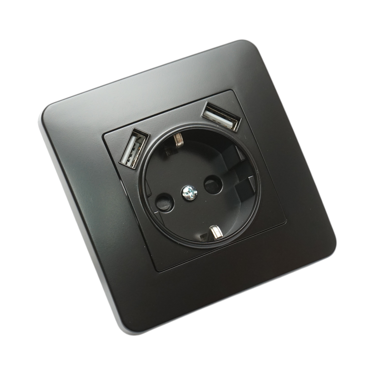 Priza schuko neagra incastrata 220V, 16A, 2xUSB 5V 2.1A, PC 80x80mm - imagine 4