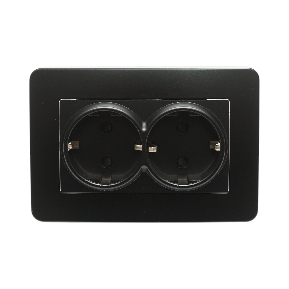 Priza schuko dubla neagra incastrata 220V, 16A, PC 83x150mm - imagine 2