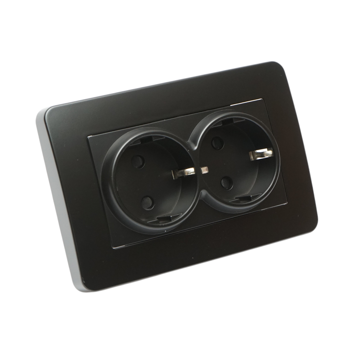 Priza schuko dubla neagra incastrata 220V, 16A, PC 83x150mm - imagine 4