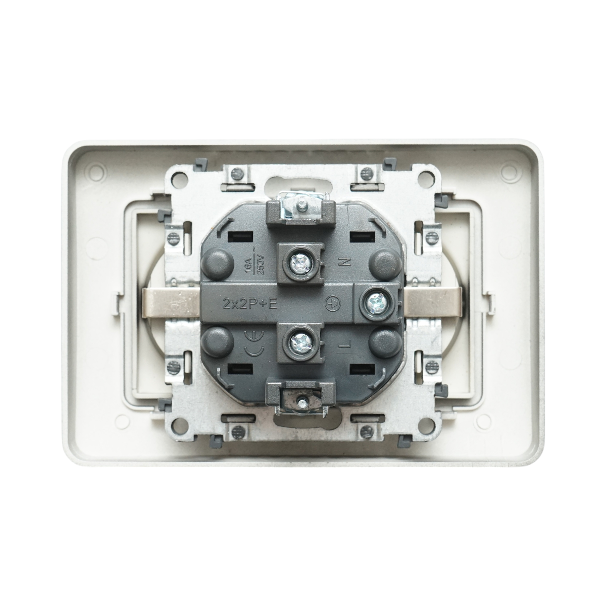 Priza schuko dubla neagra incastrata 220V, 16A, PC 83x150mm - imagine 3