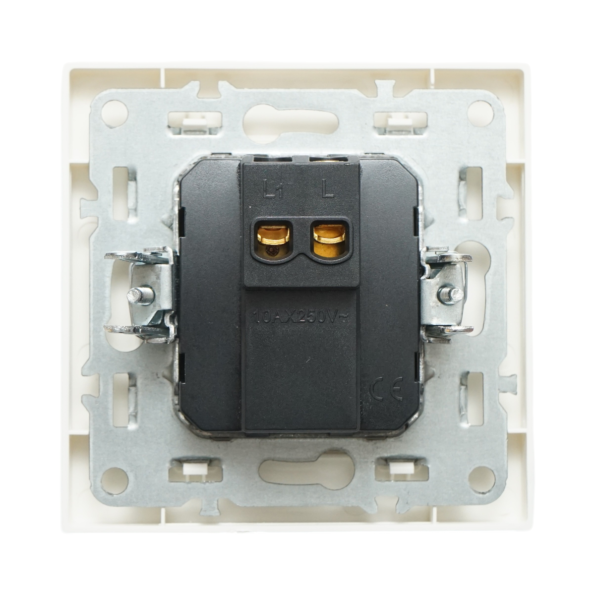 Intrerupator sonerie cu revenire alb incastrat 220V, 10AX, ABS 80x80mm - imagine 3