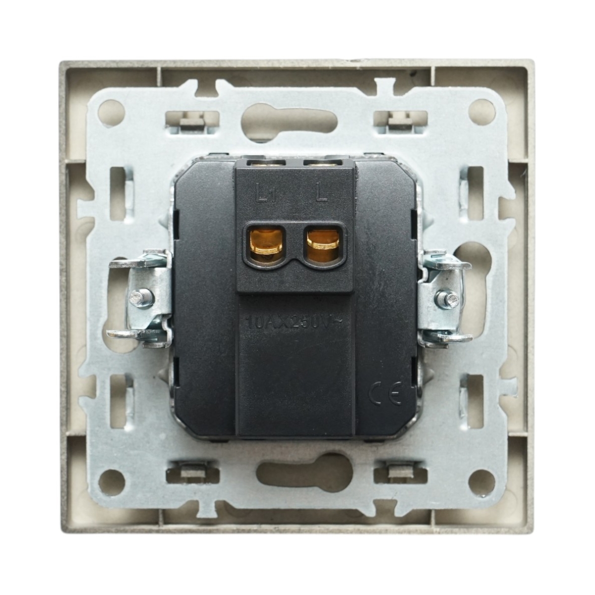 Intrerupator sonerie cu revenire negru incastrat 220V, 10AX, ABS 80x80mm - imagine 3