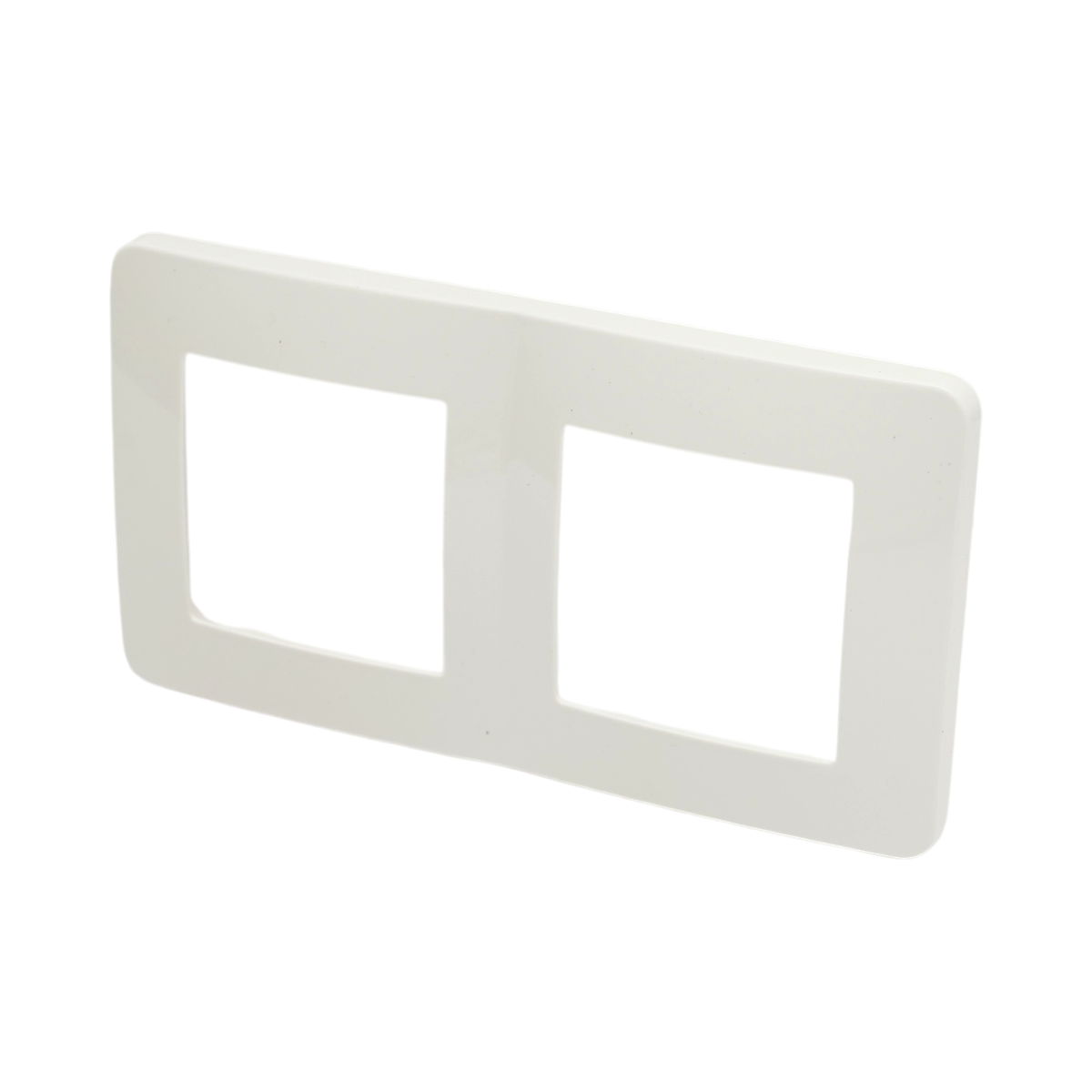 Rama dubla alba PC priza si intrerupator 150x83mm - imagine 3