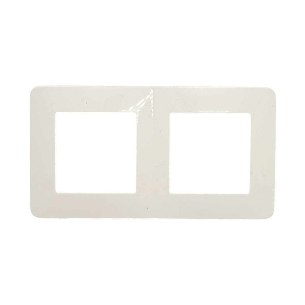 Rama dubla alba PC priza si intrerupator 150x83mm