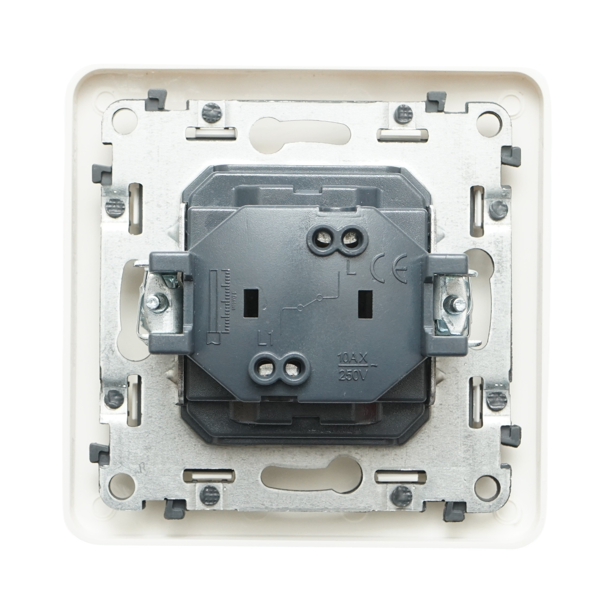 Intrerupator sonerie cu revenire alb incastrat 220V, 10AX, PC 80x80mm - imagine 3