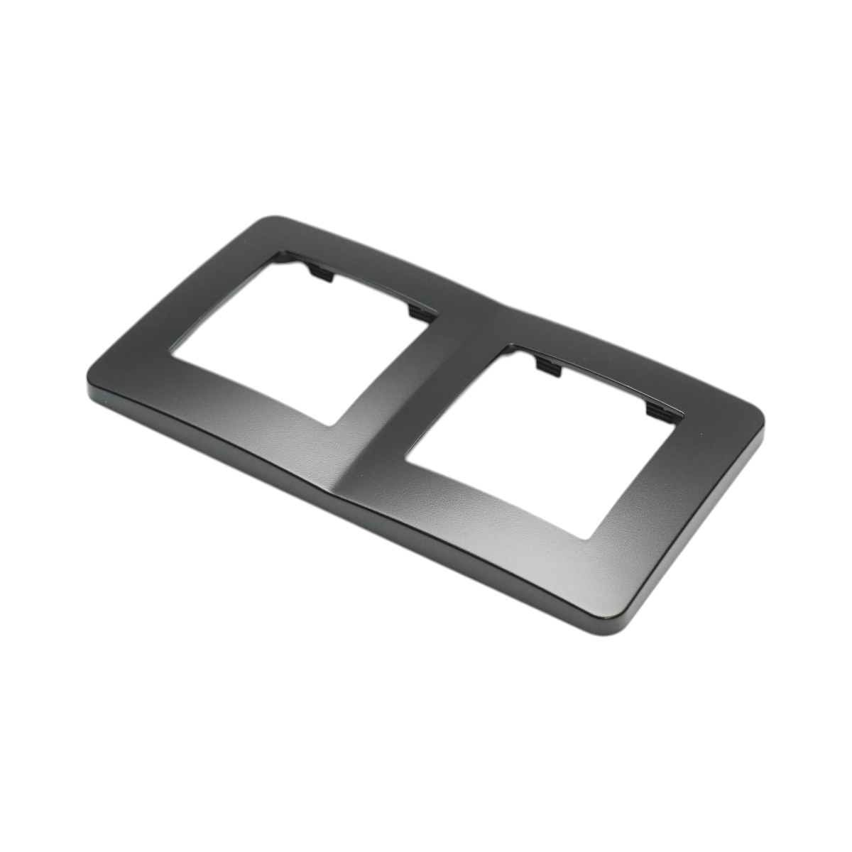 Rama dubla neagra PC priza si intrerupator 150x83mm - imagine 4