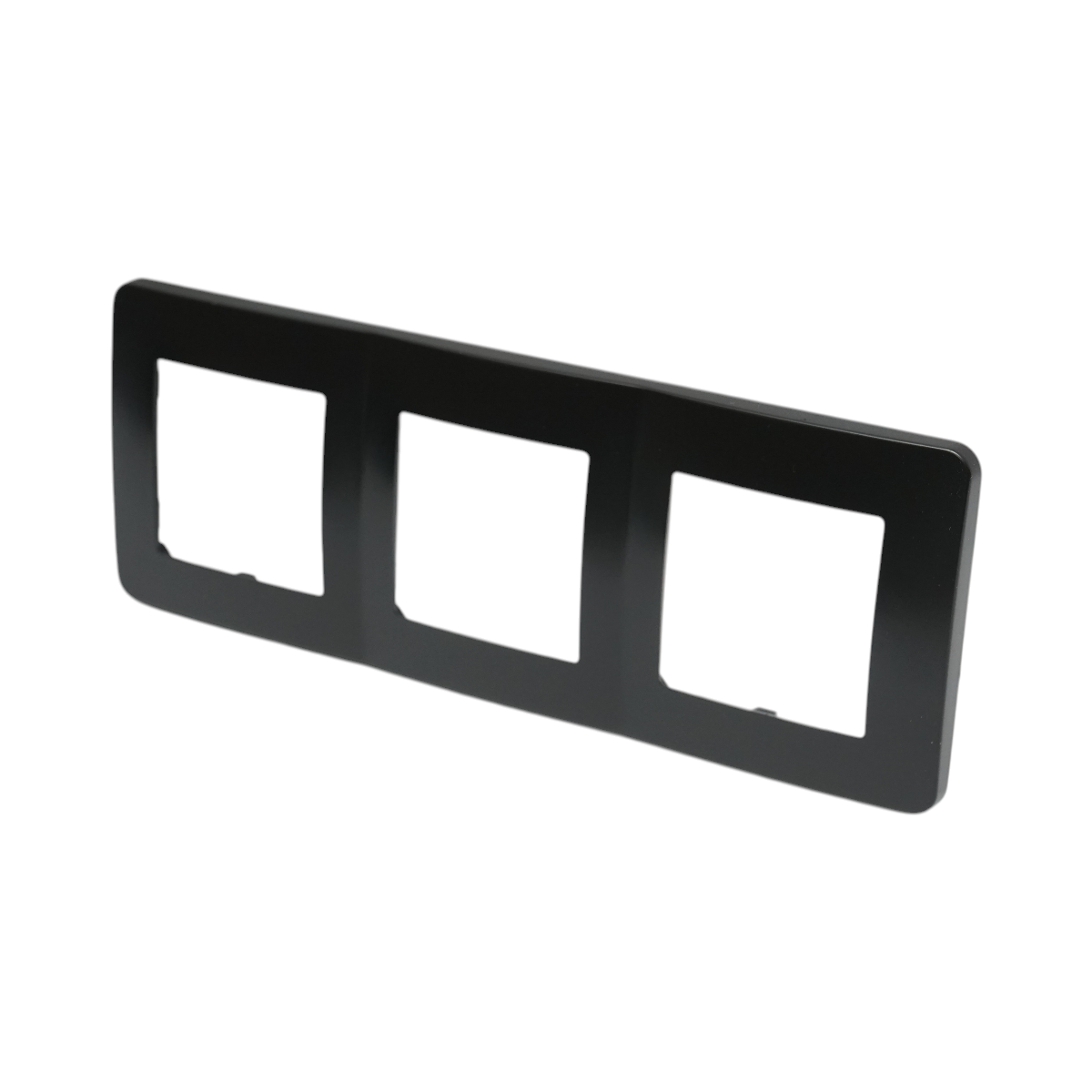 Rama tripla neagra PC priza si intrerupator 225x83mm - imagine 3