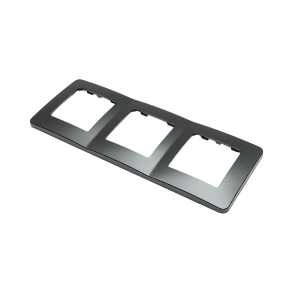 Rama tripla neagra PC priza si intrerupator 225x83mm - imagine 4