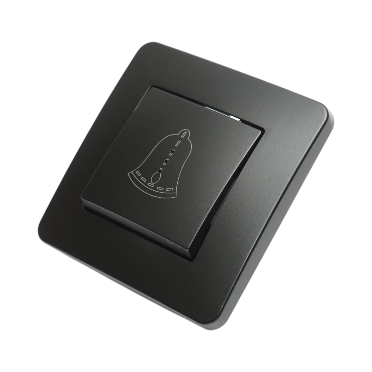 Intrerupator sonerie LED cu revenire negru incastrat 220V, 10AX, PC 80x80mm