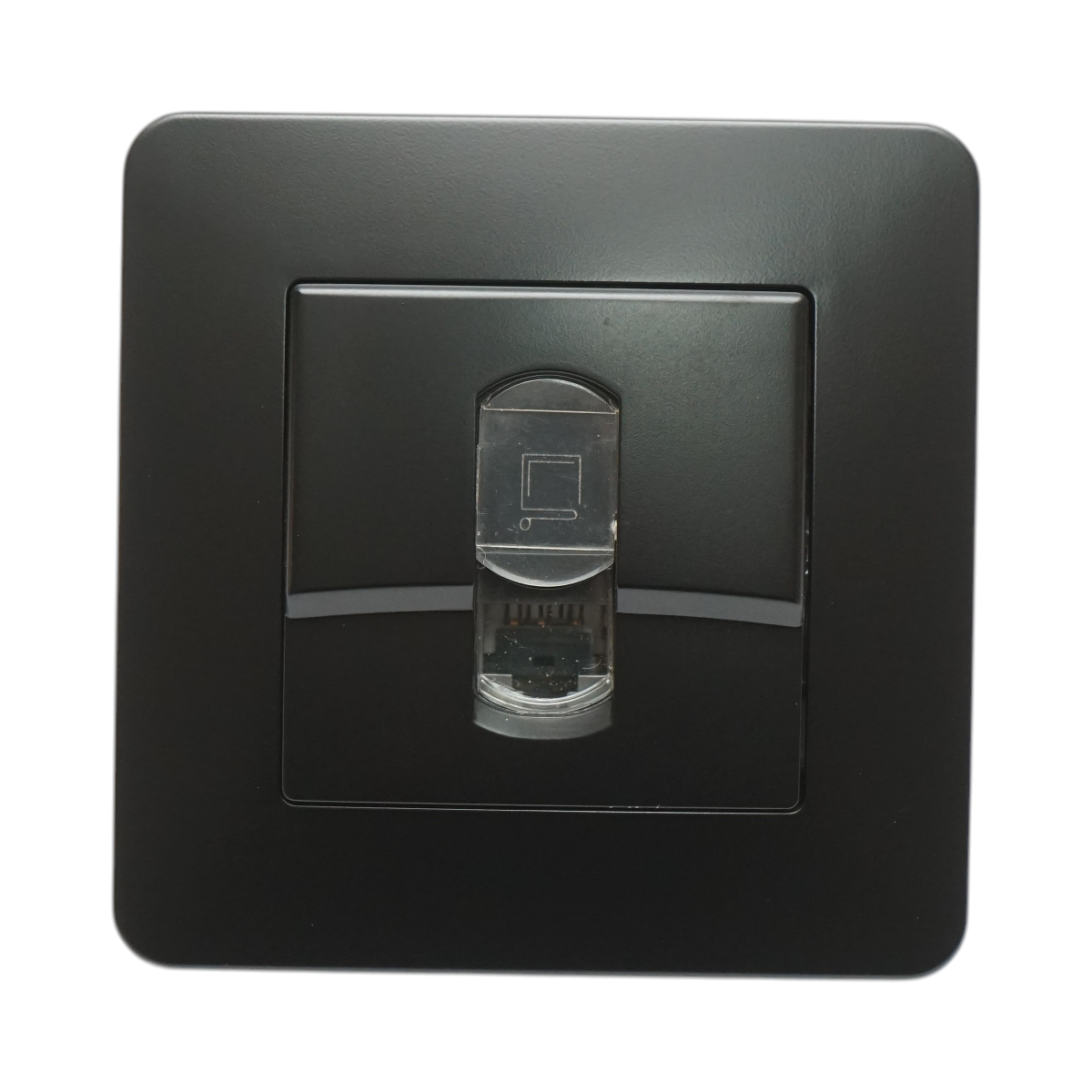 Priza internet RJ45 neagra incastrata PC 80x80mm - imagine 2