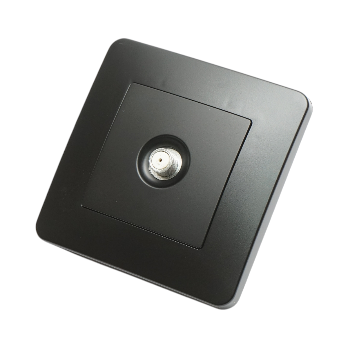 Priza TV tip F neagra incastrata PC 80x80mm