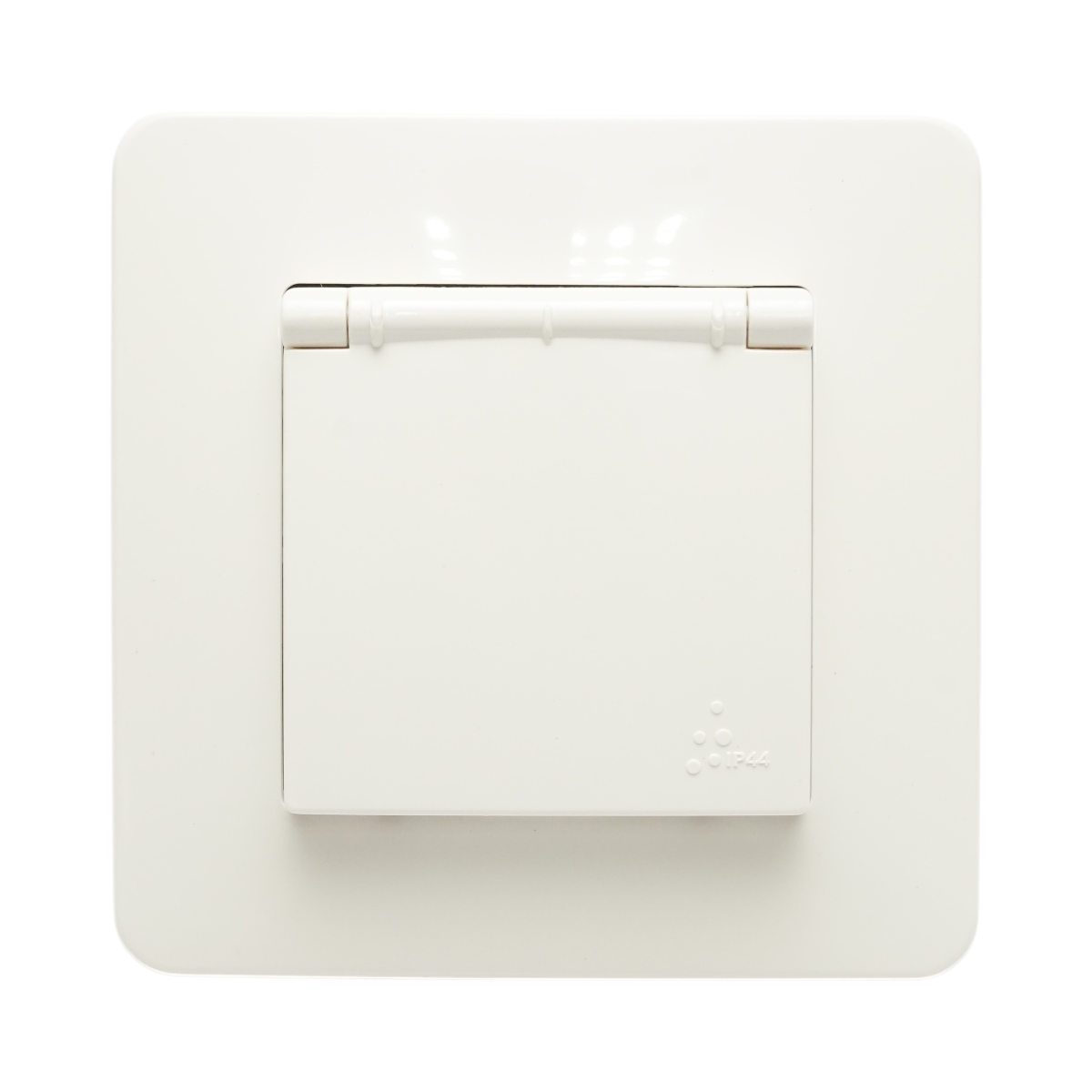 Priza schuko alba incastrata 220V, 16A, PC cu capac de protectie IP44 80x80mm - imagine 2