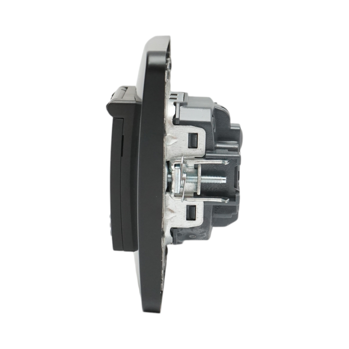 Priza schuko neagra incastrata 220V, 16A, PC cu capac de protectie IP44 80x80mm - imagine 6