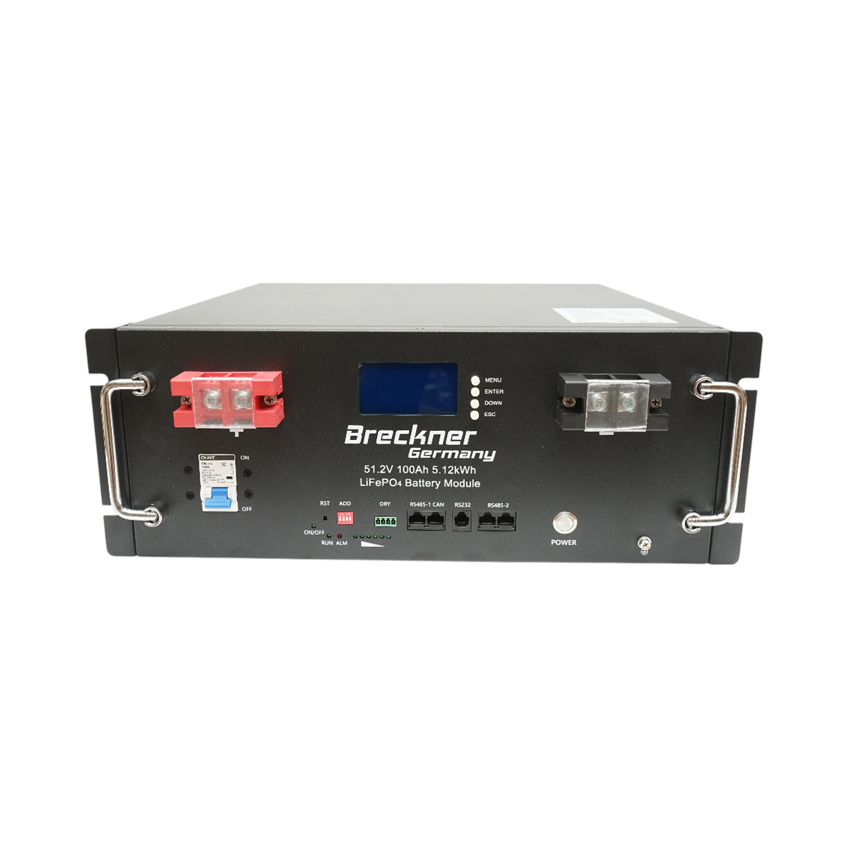 Baterie stocare Li-ion 5.12kWh LiFePO4 51.2V, 100Ah cu BMS, LCD display, protectie temperatura, conexiune in paralel IP54 Breckner Germany