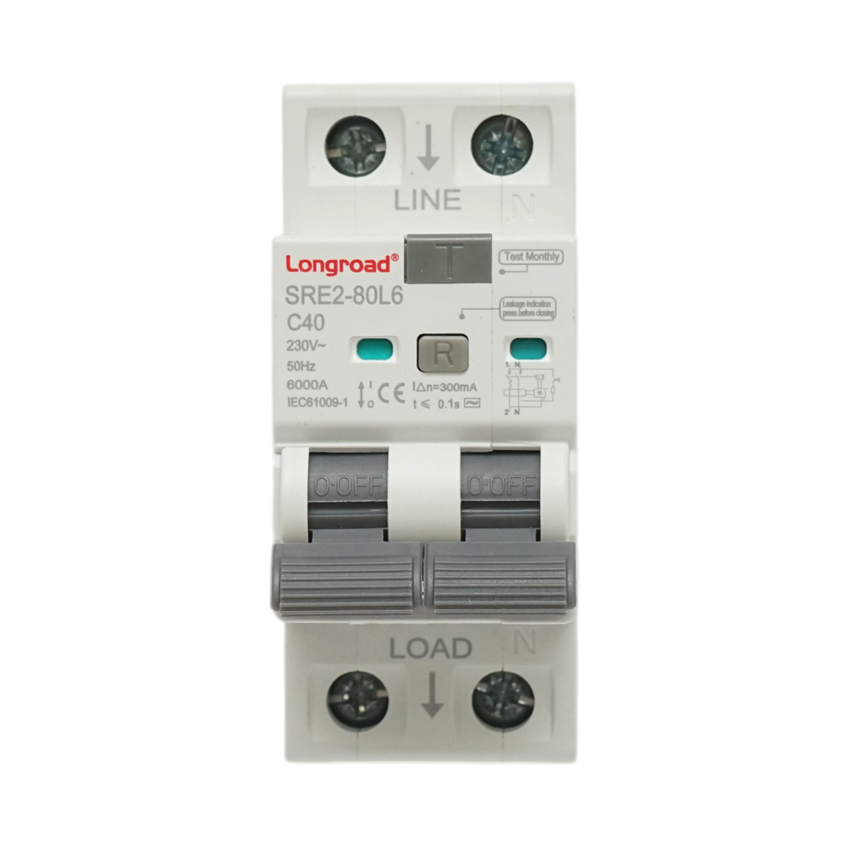 Siguranta diferentiala automata RCBO 1P+N, 40A, 230VAC, 300mA, 6kA Longroad