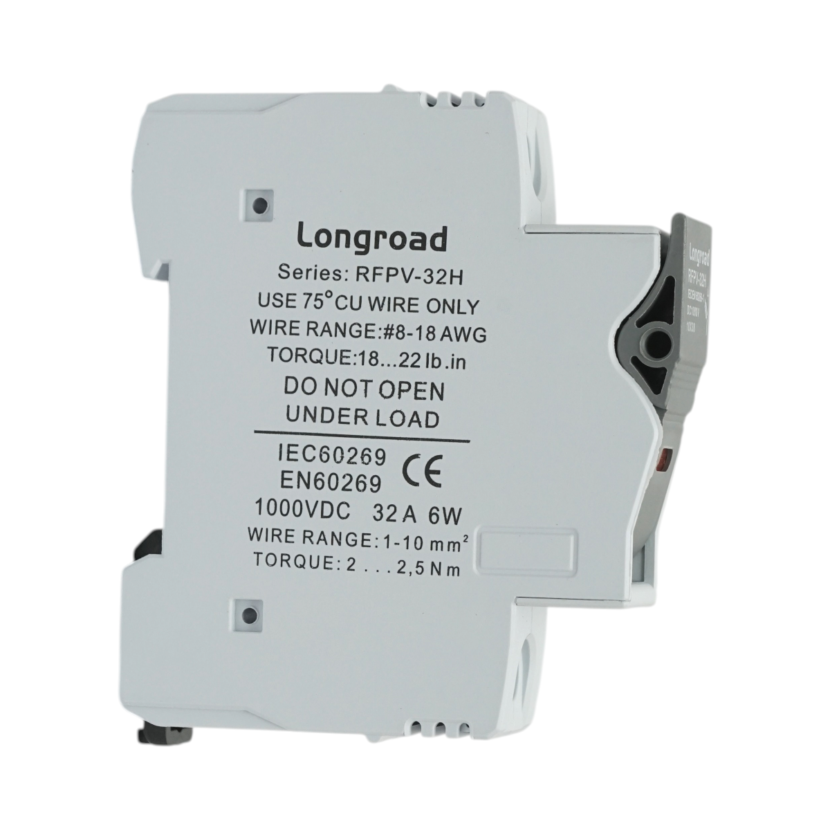 Suport soclu siguranta fuzibila DC fotovoltaic gPV 1P, 1000V, 32A 10x38 RFPV-32H Longroad - imagine 2