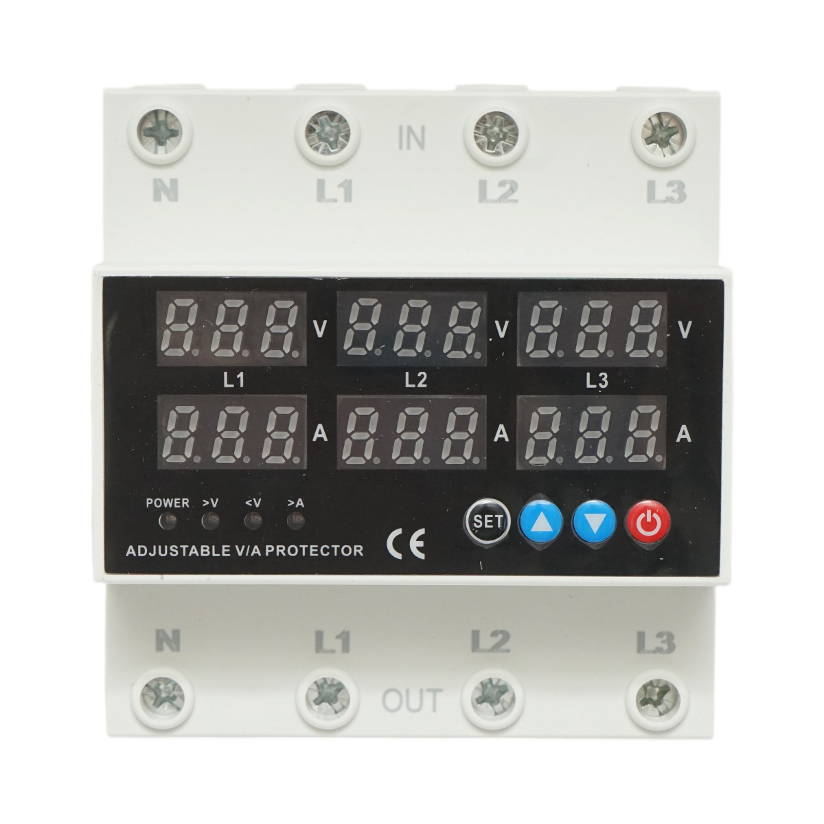 Releu digital trifazic 4P 63A 230V pentru monitorizare si protectie subtensiune, supratensiune Longroad