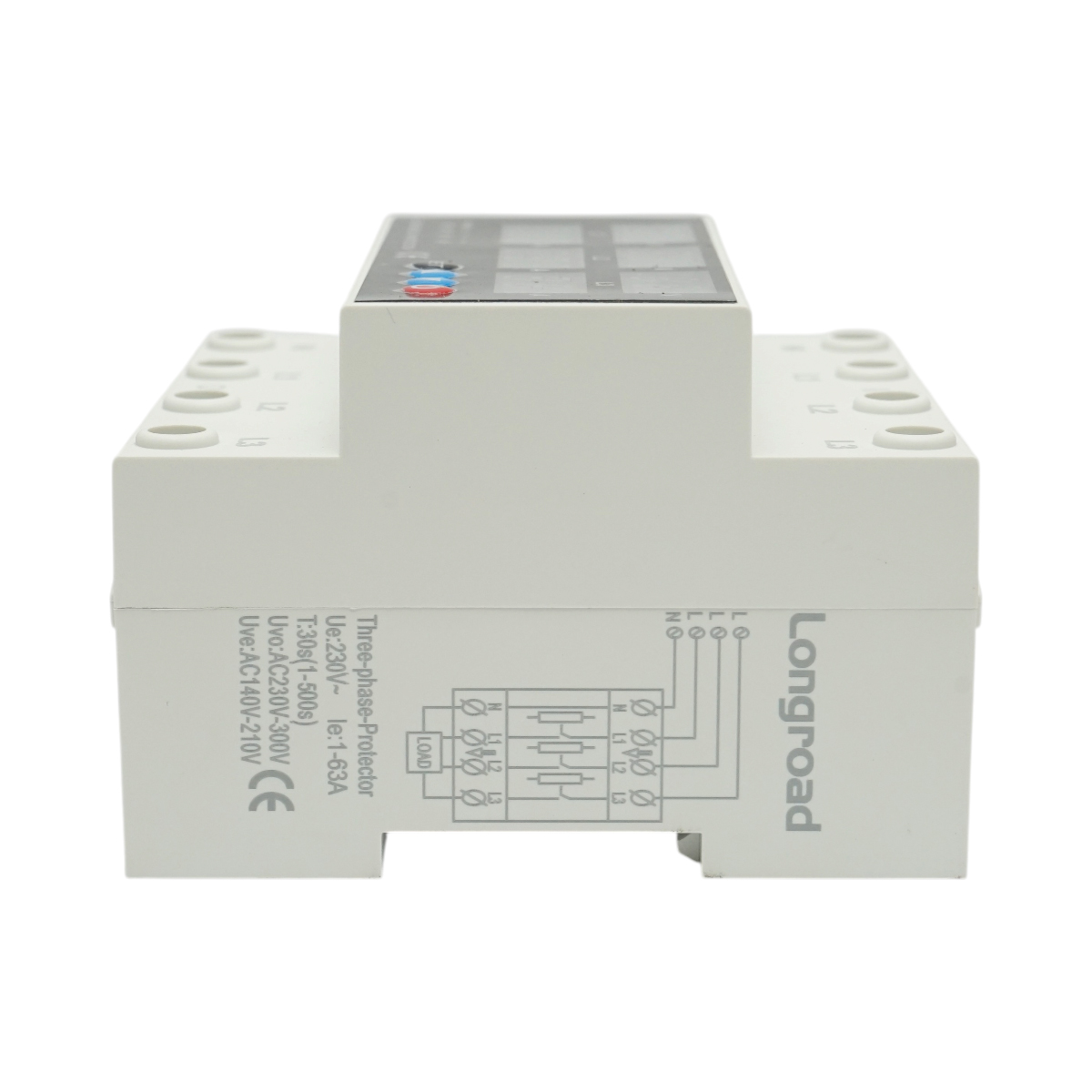 Releu digital trifazic 4P 63A 230V pentru monitorizare si protectie subtensiune, supratensiune Longroad - imagine 2