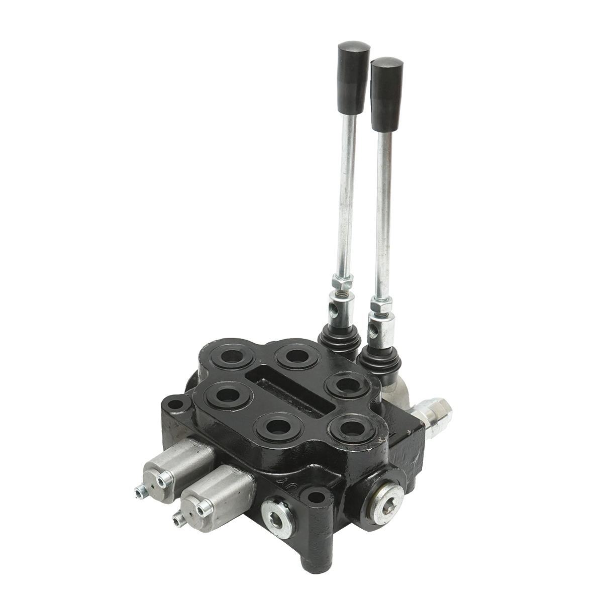 Distribuitor hidraulic cu 2 manete 150 Bar, debit 80L/min M22x1.5mm pentru Tractor Forestier si Graifer