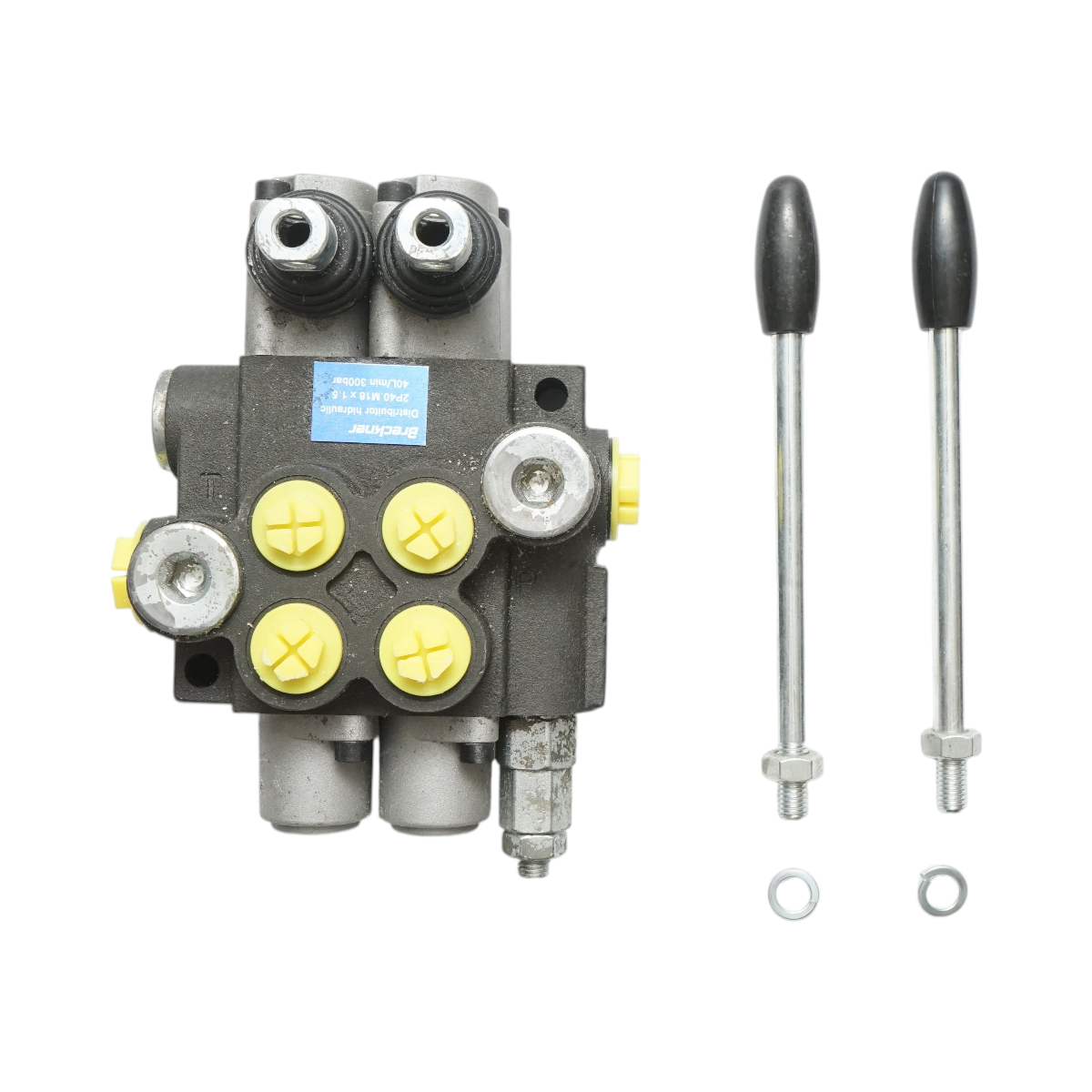 Distribuitor hidraulic cu 2 manete debit 40L/min cu levier si reductie incluse -15 /+80 Breckner Germany - imagine 3