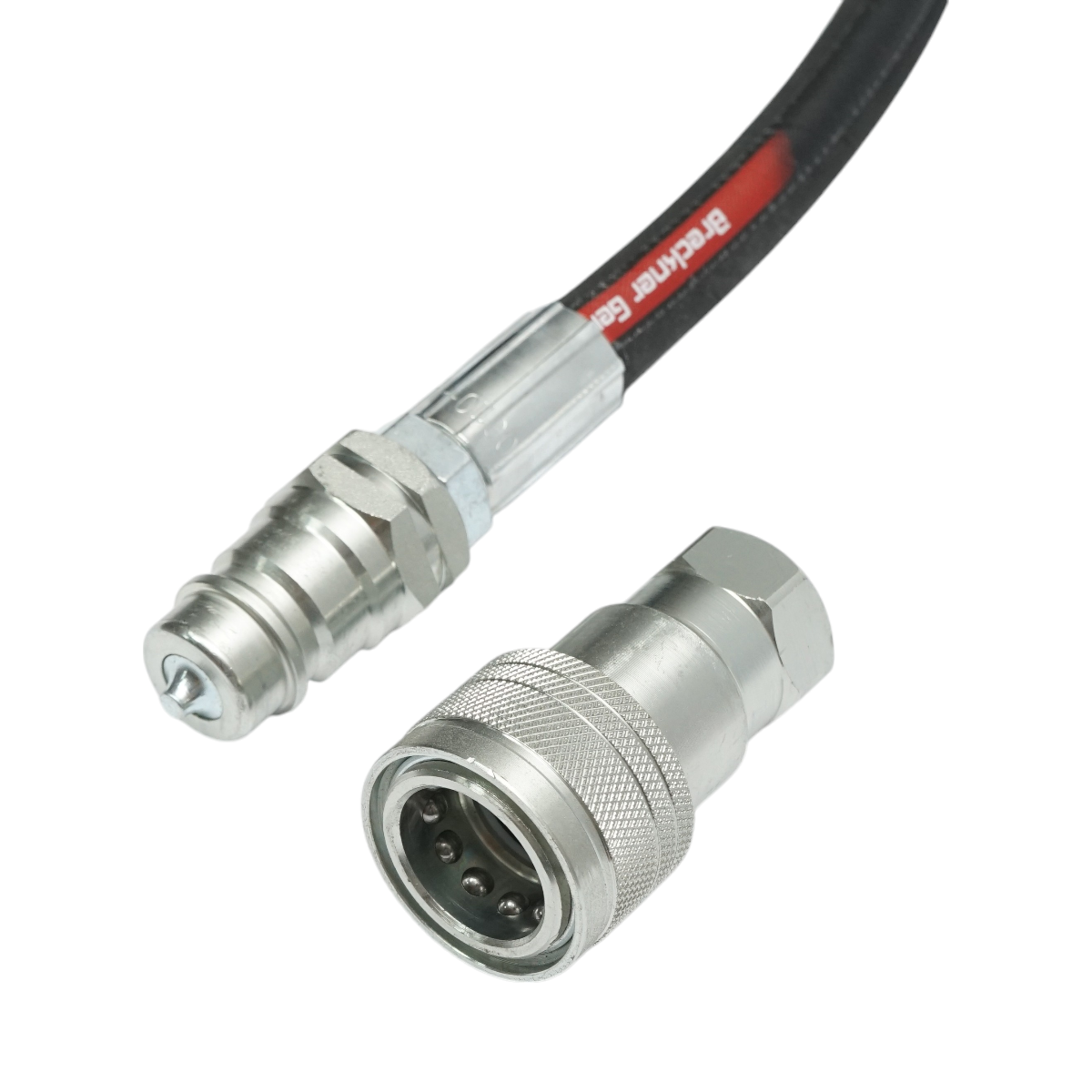 Furtun presiune sertizat pentru tiranti hidraulici 70cm cu armaturi  1/2 + 3/8 si supapa mos - imagine 3