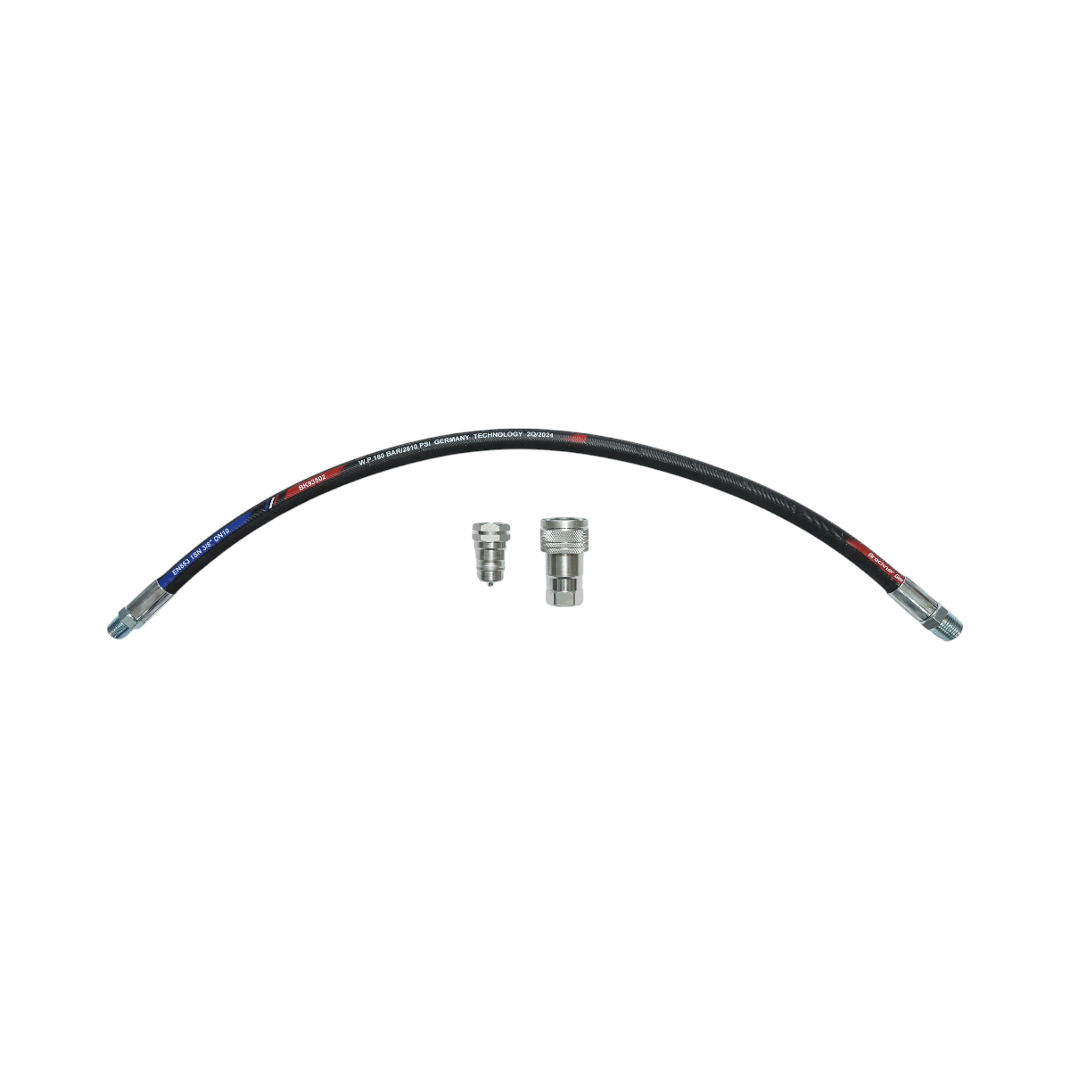 Furtun presiune sertizat pentru tiranti hidraulici 70cm cu armaturi  1/2 + 3/8 si supapa mos