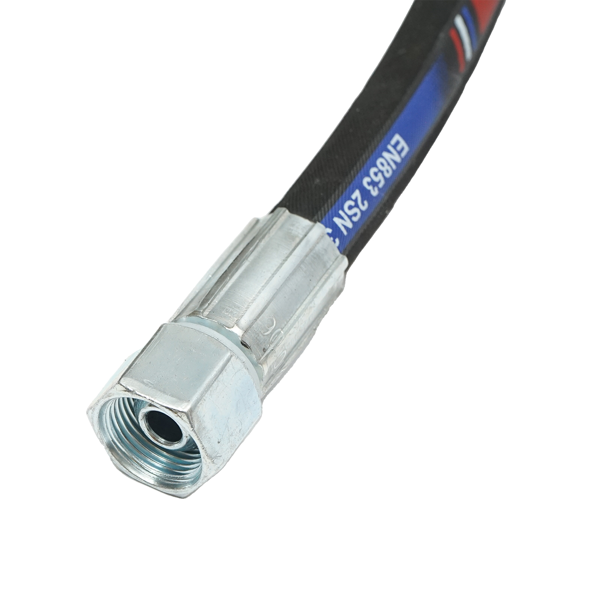 Furtun presiune 800mm hidraulic 2SN DN10 sertizat cu armaturi 90 grade M20x1,5 si armatura dreapta M20x1,5 - imagine 3