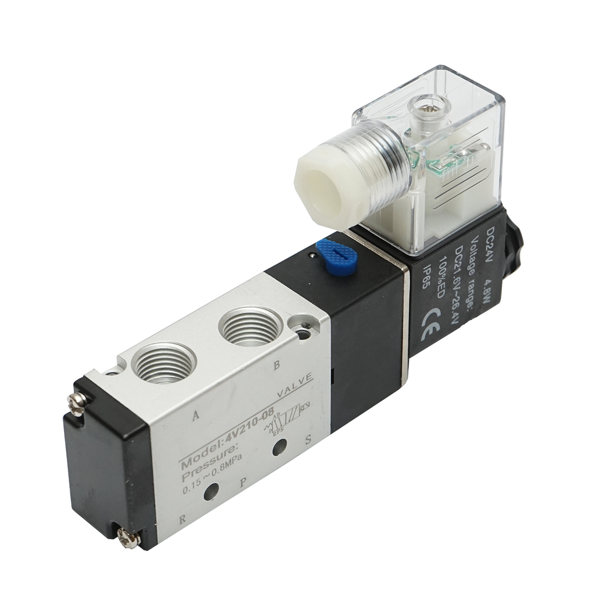 Electrovalva pneumatica 2 circuite 1/4, DC24V/4.8W, presiune max. 0.8MPa IP65 - imagine 2